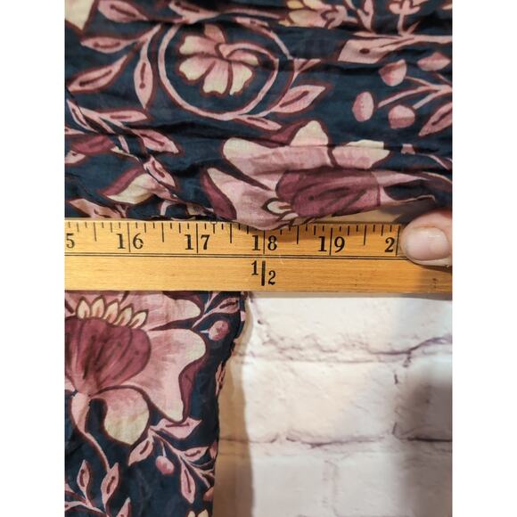 Anthropologie Farm Rio Ainika Charm Floral Ruffle Blouse Crop Boho Hippie Size L - Picture 7 of 10